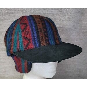 Merkley Headgear Multi Colored Wool Canada Hiking Outdoors Ear Flaps Hat VTG